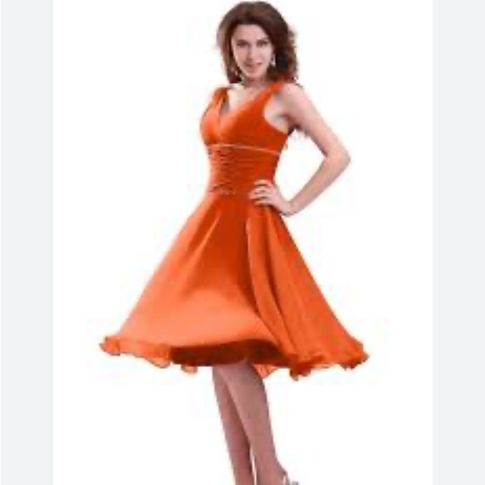 Tangerine Chiffon Swing Sleeveless Party Dress